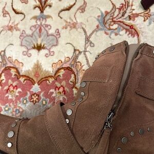 Brown Suede Ankle Boots with Studs